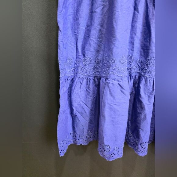 St. John's Bay Sleeveless Scalloped Embroidered A-Line Dress Cotton Sz L Purple - Picture 7 of 8